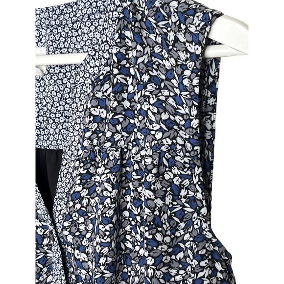 Gap Mini Dress M Blue Gray Floral Boho V-Neck Sleeveless Summer Sheath - Picture 5 of 9
